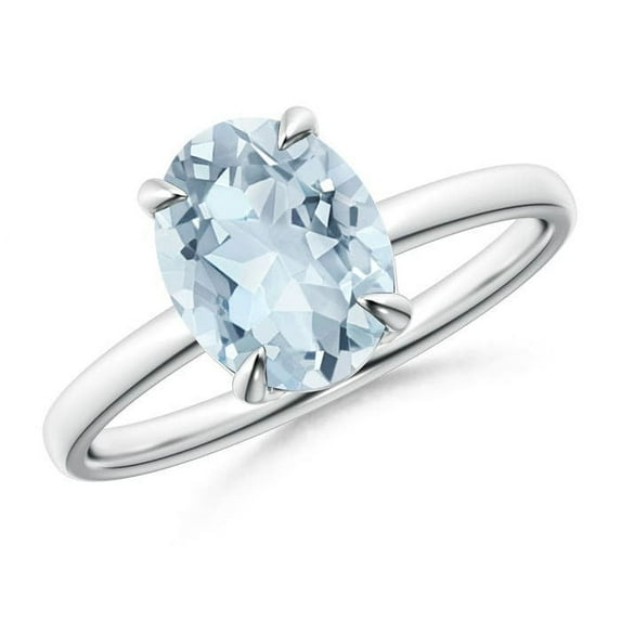 Angara Natural 1.5 Ct. Aquamarine Solitaire Ring in Sterling Silver for Women (Ring Size: 11)