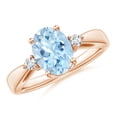 thumbnail image 1 of Angara Natural 1.5 Ct. Aquamarine with Diamond Classic Ring in 14K Rose Gold for Women (Ring Size: 12), 1 of 9