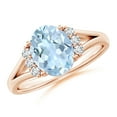thumbnail image 1 of Angara Natural 1.5 Ct. Aquamarine with Diamond Classic Ring in 14K Rose Gold for Women (Ring Size: 3.5), 1 of 10