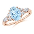 thumbnail image 1 of Angara Natural 1.5 Ct. Aquamarine with Diamond Classic Ring in 14K Rose Gold for Women (Ring Size: 3), 1 of 10