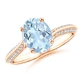 thumbnail image 1 of ANGARA Natural Oval 1.5 ct Aquamarine Bypass Ring with Diamond Accents in 14K Rose Gold for Women (Size-9x7mm) | March Birthstone, Anniversary, Jewelry Gift for Women | Natural Aquamarine Ring, 1 of 8
