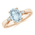 thumbnail image 1 of ANGARA Natural Tapered Shank 1.5 ct Aquamarine Ring with Diamond Accents in 14K Rose Gold for Women (Size-9x7mm) | March Birthstone, Anniversary, Jewelry Gift for Women | Natural Aquamarine Ring, 1 of 9