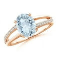 thumbnail image 1 of ANGARA Natural Oval 1.5 ct Aquamarine Split Shank Ring with Diamond Accents in 14K Rose Gold for Women (Size-9x7mm) | March Birthstone, Anniversary, Jewelry Gift for Women | Natural Aquamarine Ring, 1 of 11