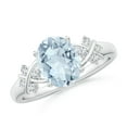 thumbnail image 1 of ANGARA Natural Solitaire 1.5 ct Aquamarine Criss Cross Ring with Diamonds in 14K White Gold for Women (Size-9x7mm) | March Birthstone, Anniversary, Jewelry Gift for Women | Natural Aquamarine Ring, 1 of 9
