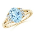 thumbnail image 1 of Angara Natural 1.5 Ct. Aquamarine with Diamond Classic Ring in 14K Yellow Gold for Women (Ring Size: 11.5), 1 of 10