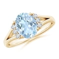 thumbnail image 1 of ANGARA Natural 1.5 ct Aquamarine with Diamond Collar Engagement Ring in 14K Yellow Gold for Women (Size-9x7mm) | March Birthstone, Anniversary, Jewelry Gift for Women | Natural Aquamarine Ring, 1 of 10