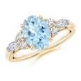 thumbnail image 1 of ANGARA Natural Oval 1.5 ct Aquamarine Engagement Ring with Diamonds in 14K Yellow Gold for Women (Size-9x7mm) | March Birthstone, Anniversary, Jewelry Gift for Women | Natural Aquamarine Ring, 1 of 9