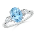 thumbnail image 1 of Angara Natural 1.5 Ct. Aquamarine with Diamond Classic Ring in Sterling Silver for Women (Ring Size: 3.5), 1 of 10