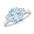 thumbnail image 1 of Angara Natural 1.5 Ct. Aquamarine with Diamond Classic Ring in Sterling Silver for Women (Ring Size: 3), 1 of 9