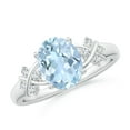 thumbnail image 1 of ANGARA Natural 1.5 ct Aquamarine Criss Cross Ring with Diamonds in 925 Sterling Silver for Women (Size-9x7mm) | March Birthstone, Anniversary, Jewelry Gift for Women | Natural Aquamarine Ring, 1 of 9