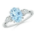 thumbnail image 1 of ANGARA Natural 1.5 ct Aquamarine & Diamond Three Stone Engagement Ring in 925 Sterling Silver for Women (Size-9x7mm) | March Birthstone, Anniversary, Jewelry Gift for Women | Natural Aquamarine Ring, 1 of 9