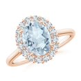 thumbnail image 1 of ANGARA Natural Oval 1.5 ct Aquamarine Ring with Floral Diamond Halo in 14K Rose Gold for Women (Size-9x7mm) | March Birthstone, Birthday, Anniversary, Jewelry Gift for Women | Natural Aquamarine Ring, 1 of 9