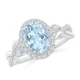 thumbnail image 1 of Angara Natural 1.5 Ct. Aquamarine with Diamond Halo Ring in 14K White Gold for Women (Ring Size: 3), 1 of 10