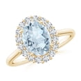 thumbnail image 1 of Angara Natural 1.5 Ct. Aquamarine with Diamond Halo Ring in 14K Yellow Gold for Women (Ring Size: 3.5), 1 of 9
