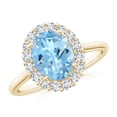 thumbnail image 1 of ANGARA Natural 1.5 Ct. Aquamarine with Diamond Halo Ring in 14K Yellow Gold for Women (Ring Size: 8), 1 of 7