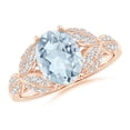 thumbnail image 1 of ANGARA Natural 1.5 ct Aquamarine and Diamond Trillium Petal Flower Ring in 14K Rose Gold for Women (Size-9x7mm) | March Birthstone, Anniversary, Jewelry Gift for Women | Natural Aquamarine Ring, 1 of 8