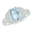 thumbnail image 1 of ANGARA Natural 1.5 ct Aquamarine and Diamond Trillium Petal Flower Ring in 14K White Gold for Women (Size-9x7mm) | March Birthstone, Anniversary, Jewelry Gift for Women | Natural Aquamarine Ring, 1 of 8