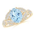 thumbnail image 1 of ANGARA Natural 1.5 ct Aquamarine and Diamond Trillium Petal Flower Ring in 14K Yellow Gold for Women (Size-9x7mm) | March Birthstone, Anniversary, Jewelry Gift for Women | Natural Aquamarine Ring, 1 of 9