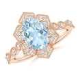thumbnail image 1 of Angara Natural 1.5 Ct. Aquamarine with Diamond Vintage Inspired Ring in 14K Rose Gold for Women (Ring Size: 12), 1 of 9
