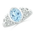 thumbnail image 1 of ANGARA Natural Vintage Style Bezel-Set 1.5 ct Aquamarine Ring with Diamonds in 14K White Gold for Women (Size-9x7mm) | March Birthstone, Anniversary, Jewelry Gift for Women | Natural Aquamarine Ring, 1 of 7