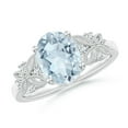 thumbnail image 1 of ANGARA Natural Vintage Style Oval 1.5 ct Aquamarine Ring with Diamonds in 14K White Gold for Women (Size-9x7mm) | March Birthstone, Anniversary, Jewelry Gift for Women | Natural Aquamarine Ring, 1 of 9