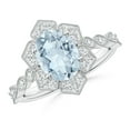 thumbnail image 1 of ANGARA Natural Oval 1.5 ct Aquamarine Trillium Floral Shank Ring in 14K White Gold for Women (Size-9x7mm) | March Birthstone, Birthday, Anniversary, Jewelry Gift for Women | Natural Aquamarine Ring, 1 of 9