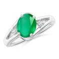 thumbnail image 1 of ANGARA Natural 1.5 ct Emerald and Diamond Split Shank Ring in 14K White Gold for Women (Size-9x7mm) | May Birthstone, Birthday, Anniversary, Jewelry Gift for Women | Natural Emerald Ring, 1 of 10