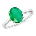 thumbnail image 1 of ANGARA Natural Oval Solitaire 1.5 ct Emerald Cocktail Ring in 14K White Gold for Women (Size-9x7mm) | May Birthstone, Birthday, Anniversary, Jewelry Gift for Women | Natural Emerald Ring, 1 of 9