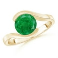thumbnail image 1 of ANGARA Natural Semi Bezel-Set Solitaire 1.5 ct Emerald Bypass Engagement Ring in 14K Yellow Gold for Women (Size-7.5mm) | May Birthstone, Anniversary, Jewelry Gift for Women | Natural Emerald Ring, 1 of 10