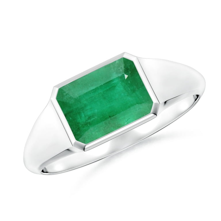 emerald women's signet ring silver