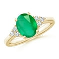 thumbnail image 1 of Angara Natural 1.5 Ct. Emerald with Diamond Classic Ring in 14K Yellow Gold for Women (Ring Size: 3), 1 of 10