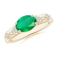 thumbnail image 1 of ANGARA Natural Oval 1.5 ct Emerald Vintage Style Ring with Diamond Accents in 14K Yellow Gold for Women (Size-9x7mm) | May Birthstone, Anniversary, Jewelry Gift for Women | Natural Emerald Ring, 1 of 9