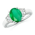 thumbnail image 1 of Angara Natural 1.5 Ct. Emerald with Diamond Classic Ring in Sterling Silver for Women (Ring Size: 3), 1 of 10