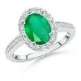 thumbnail image 1 of Angara Natural 1.5 Ct. Emerald with Diamond Halo Ring in 14K White Gold for Women (Ring Size: 12), 1 of 9