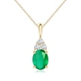 thumbnail image 1 of ANGARA Natural Oval 1.5 ct Emerald Solitaire Pendant with Trio Diamond in 14K Yellow Gold for Women (Size-9x7mm) | May Birthstone, Anniversary, Jewelry Gift for Women | Natural Emerald Necklace, 1 of 8
