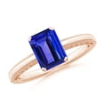 thumbnail image 1 of ANGARA Natural Emerald Cut 1.5 ct Tanzanite Solitaire Ring with Milgrain in 14K Rose Gold for Women (Size-8x6mm) | December Birthstone, Anniversary, Jewelry Gift for Women | Natural Tanzanite Ring, 1 of 9