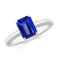 thumbnail image 1 of ANGARA Natural Emerald Cut 1.5 ct Tanzanite Solitaire Ring with Milgrain in 14K White Gold for Women (Size-8x6mm) | December Birthstone, Anniversary, Jewelry Gift for Women | Natural Tanzanite Ring, 1 of 9
