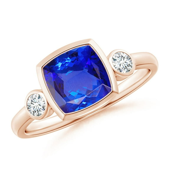 Angara Natural 1.5 Ct. Tanzanite with Diamond Classic Ring in 14K Rose Gold for Women (Ring Size: 12)