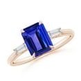 thumbnail image 1 of ANGARA Natural 1.5 ct Tanzanite & Baguette Diamond Three Stone Ring in 14K Rose Gold for Women (Size-8x6mm) | December Birthstone, Anniversary, Jewelry Gift for Women | Natural Tanzanite Ring, 1 of 10