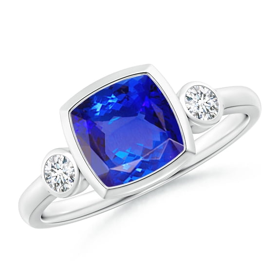 Angara Natural 1.5 Ct. Tanzanite with Diamond Classic Ring in 14K White Gold for Women (Ring Size: 12)