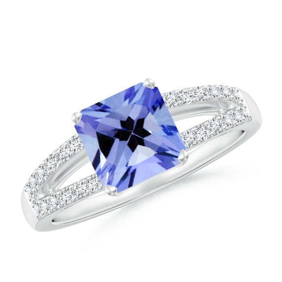 Angara Natural 1.5 Ct. Tanzanite with Diamond Classic Ring in 14K White Gold for Women (Ring Size: 3.5)