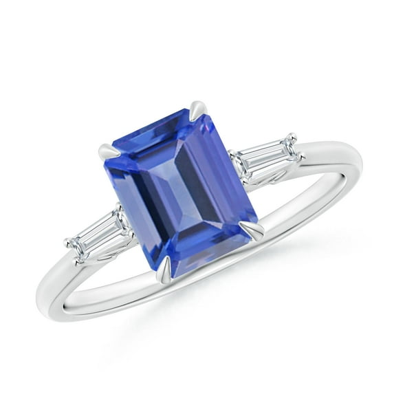 Angara Natural 1.5 Ct. Tanzanite with Diamond Classic Ring in 14K White Gold for Women (Ring Size: 3)