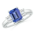 thumbnail image 1 of ANGARA Natural 1.5 ct Tanzanite and Diamond Three Stone Ring in 14K White Gold for Women (Size-8x6mm) | December Birthstone, Birthday, Anniversary, Jewelry Gift for Women | Natural Tanzanite Ring, 1 of 9