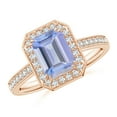 thumbnail image 1 of ANGARA Natural 1.5 ct Tanzanite Engagement Ring with Diamond Halo in 14K Rose Gold for Women (Size-8x6mm) | December Birthstone, Anniversary, Jewelry Gift for Women | Natural Tanzanite Ring, 1 of 8