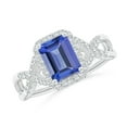 thumbnail image 1 of Angara Natural 1.5 Ct. Tanzanite with Diamond Halo Ring in 14K White Gold for Women (Ring Size: 11.5), 1 of 10