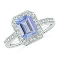 thumbnail image 1 of ANGARA Natural 1.5 ct Tanzanite Engagement Ring with Diamond Halo in 14K White Gold for Women (Size-8x6mm) | December Birthstone, Anniversary, Jewelry Gift for Women | Natural Tanzanite Ring, 1 of 8