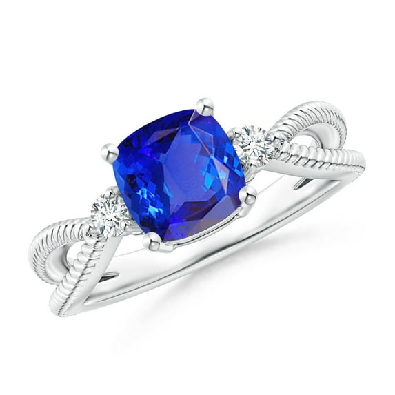 Angara Natural 1.5 Ct. Tanzanite with Diamond Solitaire Ring in 14K White Gold for Women (Ring Size: 3)