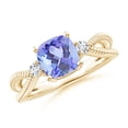 thumbnail image 1 of Angara Natural 1.5 Ct. Tanzanite with Diamond Solitaire Ring in 14K Yellow Gold for Women (Ring Size: 3.5), 1 of 9