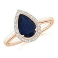 thumbnail image 1 of ANGARA Natural Pear-Shaped 1.52 ct Blue Sapphire Halo Engagement Ring in 14K Rose Gold for Women (Size-9x6mm) | September Birthstone, Anniversary, Jewelry Gift for Women | Natural Blue Sapphire Ring, 1 of 9