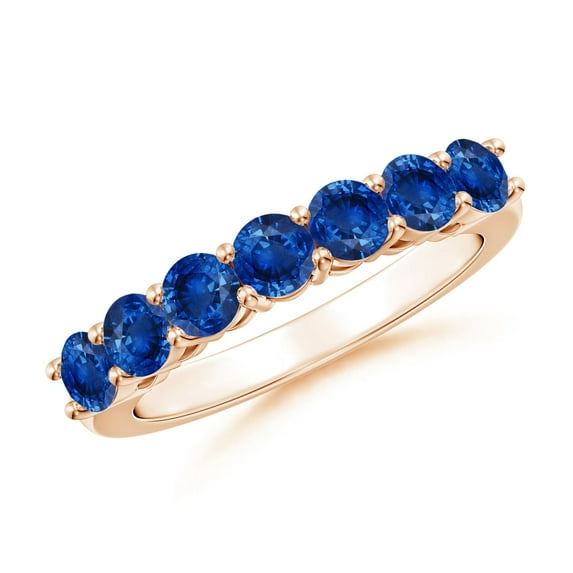 ANGARA Natural Half Eternity Seven Stone 1.54 ct Blue Sapphire Wedding Band in 14K Rose Gold for Women (Size-3.5mm) | September Birthstone, Anniversary, Jewelry Gift for Women | Natural Sapphire Ring